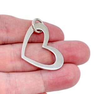 Estate Sterling Silver 925 Open Heart Charm Pendant